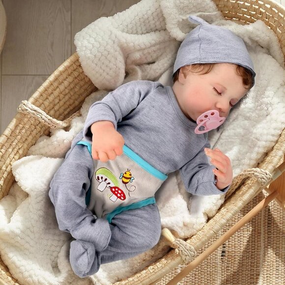 18 Inch Reborn Baby Doll Boy Realistic Sleeping Vinyl Body Toy for Kids Age 3 - Picture 6 of 9